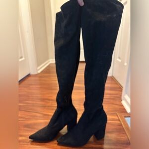 Black over the knee heeled boots